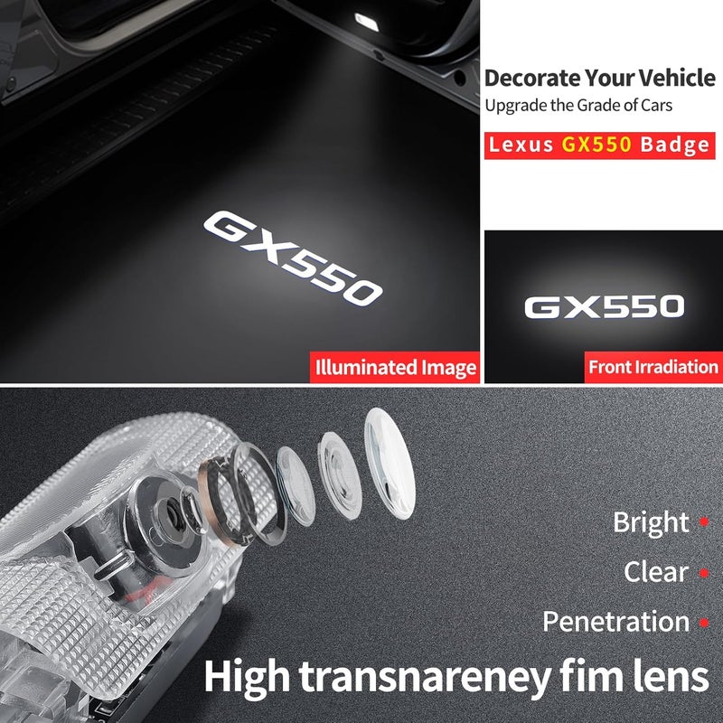 LaIIker Car Door Light Logo Projection Suitable for 2024 Lexus GX550 Fade Free high-Definition LED car Welcome Projection, Environmental Foot Light 550 Accessories (2 Pieces) - Image 4